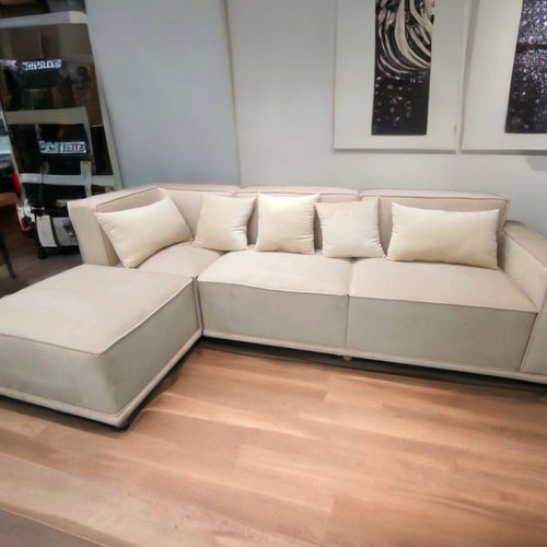 Madera Handmade Modular Sectional Sofa Set 5 Seater (Cream)