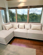 Madera Handmade Modular Sectional Sofa Set 5 Seater (Cream)