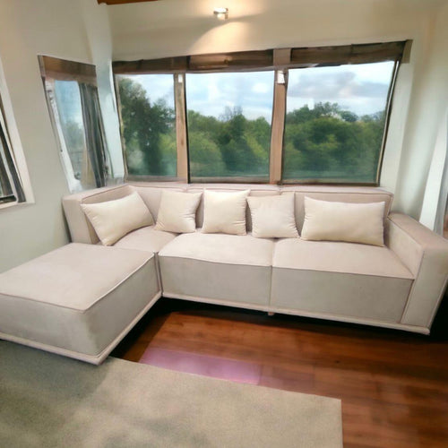 Madera Handmade Modular Sectional Sofa Set 5 Seater (Cream)
