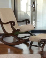 Rocking Chair with Foot Rest ( Walnut ) - Bloomart
