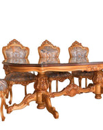 Tycoon Luxury Hand Carved Teak Wood 8 Seater Dining Table Set