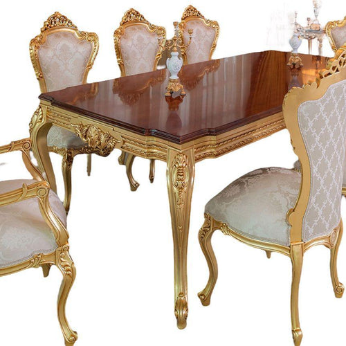 Precious Luxury Hand Carved Teak Wood 8 Seater Dining Table Set