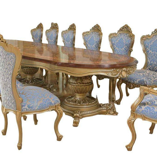 Wooden Italian Luxury Hand Carved Teak Wood 14 Seater Dining Table Set