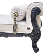 Bloomart Hand Carved Traditional Teak Wood 3 Seater Bench ( Cream/Off White )