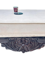Bloomart Hand Carved Traditional Teak Wood 3 Seater Bench ( Cream/Off White )