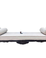 Bloomart Hand Carved Traditional Teak Wood 3 Seater Bench ( Cream/Off White )