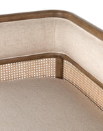 Bloomart Teak Wood Sofa with Curved Framing and Natural Cane Rattan Paneling - Plush Seating in Soft Fabric