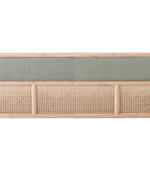 Bloomart Teak Wood Sofa with Curved Framing and Natural Cane Rattan Paneling - Plush Seating in Soft Fabric