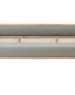 Bloomart Teak Wood Sofa with Curved Framing and Natural Cane Rattan Paneling - Plush Seating in Soft Fabric