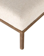 Bloomart Teak Wood Chaise Lounge with Curved Framing and Natural Cane Rattan Paneling - Plush Seating in Soft Fabric