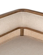Bloomart Teak Wood Chaise Lounge with Curved Framing and Natural Cane Rattan Paneling - Plush Seating in Soft Fabric