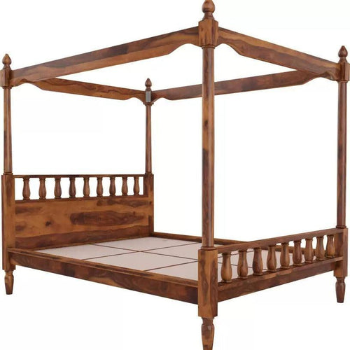 Bloomart Eccentric Handmade Acacia Wood Poster Bed ( Brown )