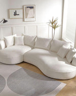 Bloomart Snowy Curved Luxurious Boucle Fabric 3 Seater Sofa with Soft Comfortable Cushions for Modern Living Room