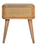 Bloomart Decoy Acacia Wood Rattan Bedside Table with 1 Drawer Rustic Nightstand for Bedroom Decor