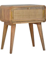 Bloomart Decoy Acacia Wood Rattan Bedside Table with 1 Drawer Rustic Nightstand for Bedroom Decor
