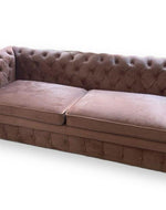 Graceful Velvet 3 Seater Rolled Arm Chesterfield Sofa