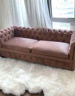 Graceful Velvet 3 Seater Rolled Arm Chesterfield Sofa