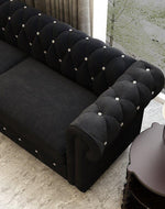 Graceful 3 Seater Velvet Rolled Arm Chesterfield Sofa