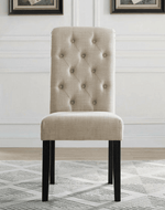 Shaggy Button Tufted Molfino Upholstery Teak Wood Dining Table Set Mid-Century Modern For Luxury Dining Room