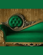 Bloomart Victorian Style Teak Wood Velvet Upholstery Chaise Lounge Couch