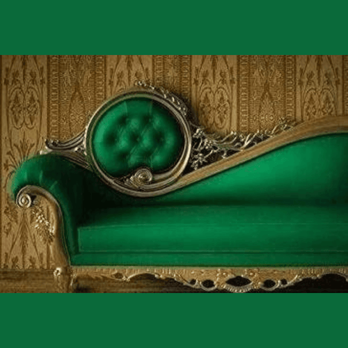 Bloomart Victorian Style Teak Wood Velvet Upholstery Chaise Lounge Couch