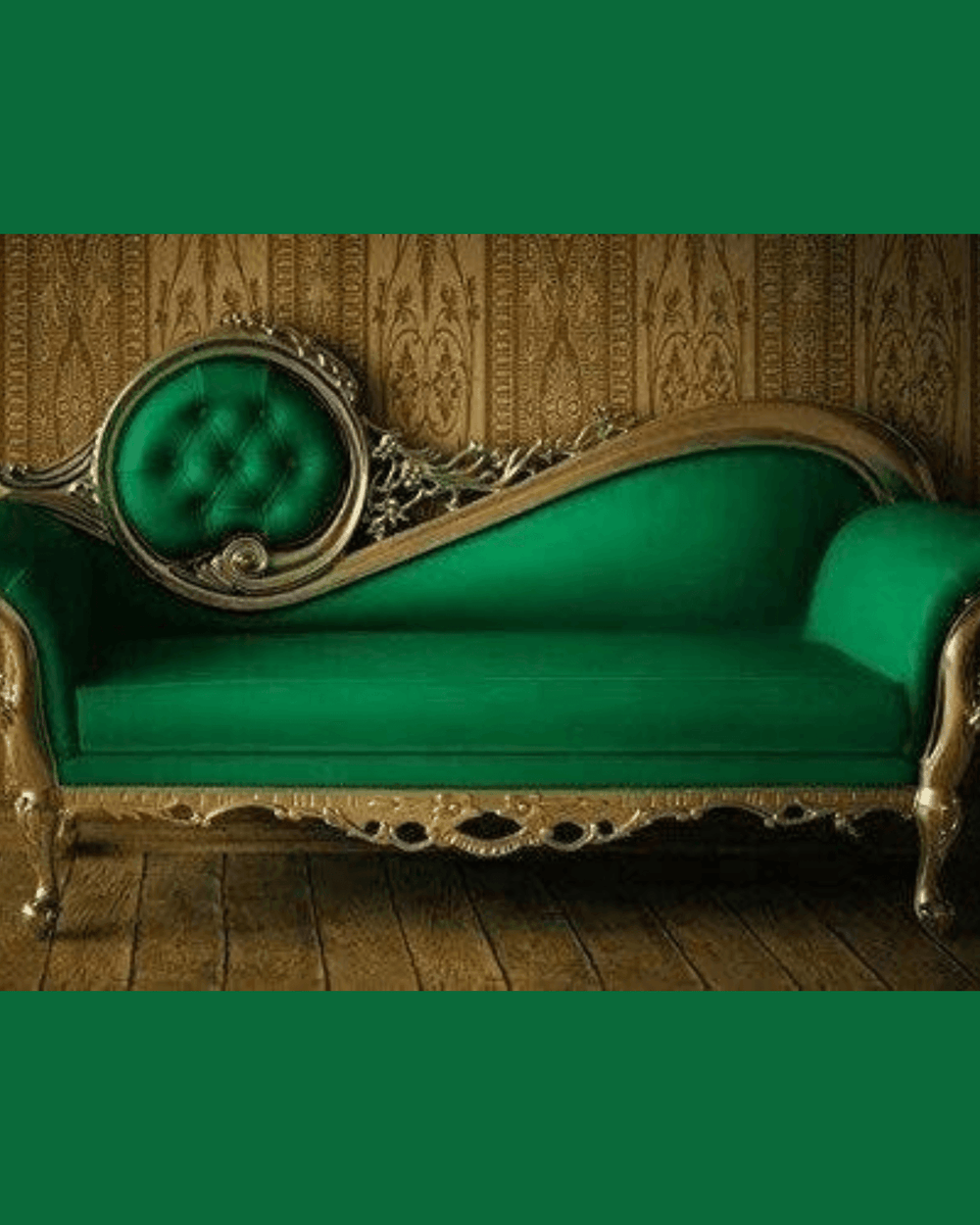 Bloomart Victorian Style Teak Wood Velvet Upholstery Chaise Lounge Couch - Bloomart