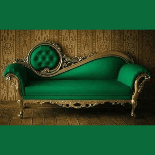 Bloomart Victorian Style Teak Wood Velvet Upholstery Chaise Lounge Couch - Bloomart