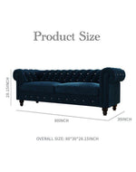 Graceful 3 Seater Velvet Rolled Arm Chesterfield Sofa