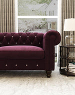 Graceful 3 Seater Velvet Rolled Arm Chesterfield Sofa