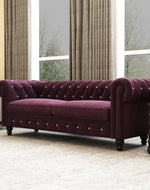 Graceful 3 Seater Velvet Rolled Arm Chesterfield Sofa