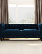 Graceful 3 Seater Velvet Rolled Arm Chesterfield Sofa