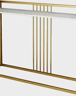 Carvel Cross Modern Stylish Golden Metallic MDF Laminated Top Console Table for Contemporary Living Room