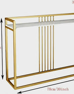Carvel Cross Modern Stylish Golden Metallic MDF Laminated Top Console Table for Contemporary Living Room