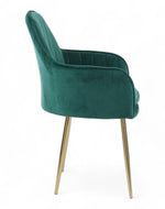 Wooden Twist Bonzer Velvet Fabric Modern Cafe Dining Chair with Metal Legs Stylish Seating for Kitchen and Dining Room