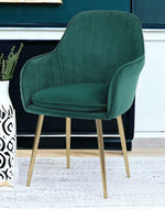 Wooden Twist Bonzer Velvet Fabric Modern Cafe Dining Chair with Metal Legs Stylish Seating for Kitchen and Dining Room