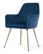 Wooden Twist Bonzer Velvet Fabric Modern Cafe Dining Chair with Metal Legs Stylish Seating for Kitchen and Dining Room