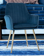 Wooden Twist Bonzer Velvet Fabric Modern Cafe Dining Chair with Metal Legs Stylish Seating for Kitchen and Dining Room - WoodenTwist
