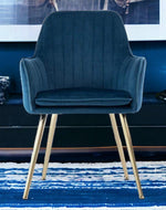 Wooden Twist Bonzer Velvet Fabric Modern Cafe Dining Chair with Metal Legs Stylish Seating for Kitchen and Dining Room