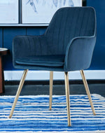 Wooden Twist Bonzer Velvet Fabric Modern Cafe Dining Chair with Metal Legs Stylish Seating for Kitchen and Dining Room