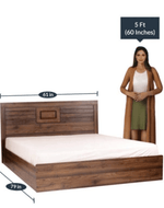 Bloomart Camp Exemplary Storage Queen Size Bed Acacia Wood with 2 Bedside Tables in Walnut Finish Sturdy and Elegant Bedroom Set