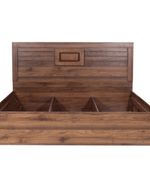 Bloomart Camp Exemplary Storage Queen Size Bed Acacia Wood with 2 Bedside Tables in Walnut Finish Sturdy and Elegant Bedroom Set