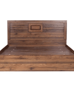 Bloomart Camp Exemplary Storage Queen Size Bed Acacia Wood with 2 Bedside Tables in Walnut Finish Sturdy and Elegant Bedroom Set