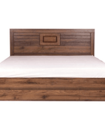 Bloomart Camp Exemplary Storage Queen Size Bed Acacia Wood with 2 Bedside Tables in Walnut Finish Sturdy and Elegant Bedroom Set