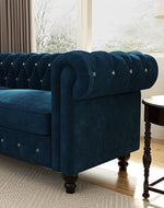 Graceful 3 Seater Velvet Rolled Arm Chesterfield Sofa
