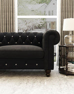 Graceful 3 Seater Velvet Rolled Arm Chesterfield Sofa