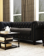 Graceful 3 Seater Velvet Rolled Arm Chesterfield Sofa