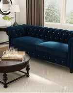 Graceful 3 Seater Velvet Rolled Arm Chesterfield Sofa - Bloomart
