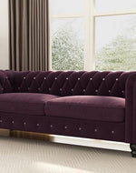 Graceful 3 Seater Velvet Rolled Arm Chesterfield Sofa