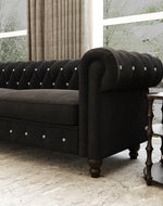 Graceful 3 Seater Velvet Rolled Arm Chesterfield Sofa
