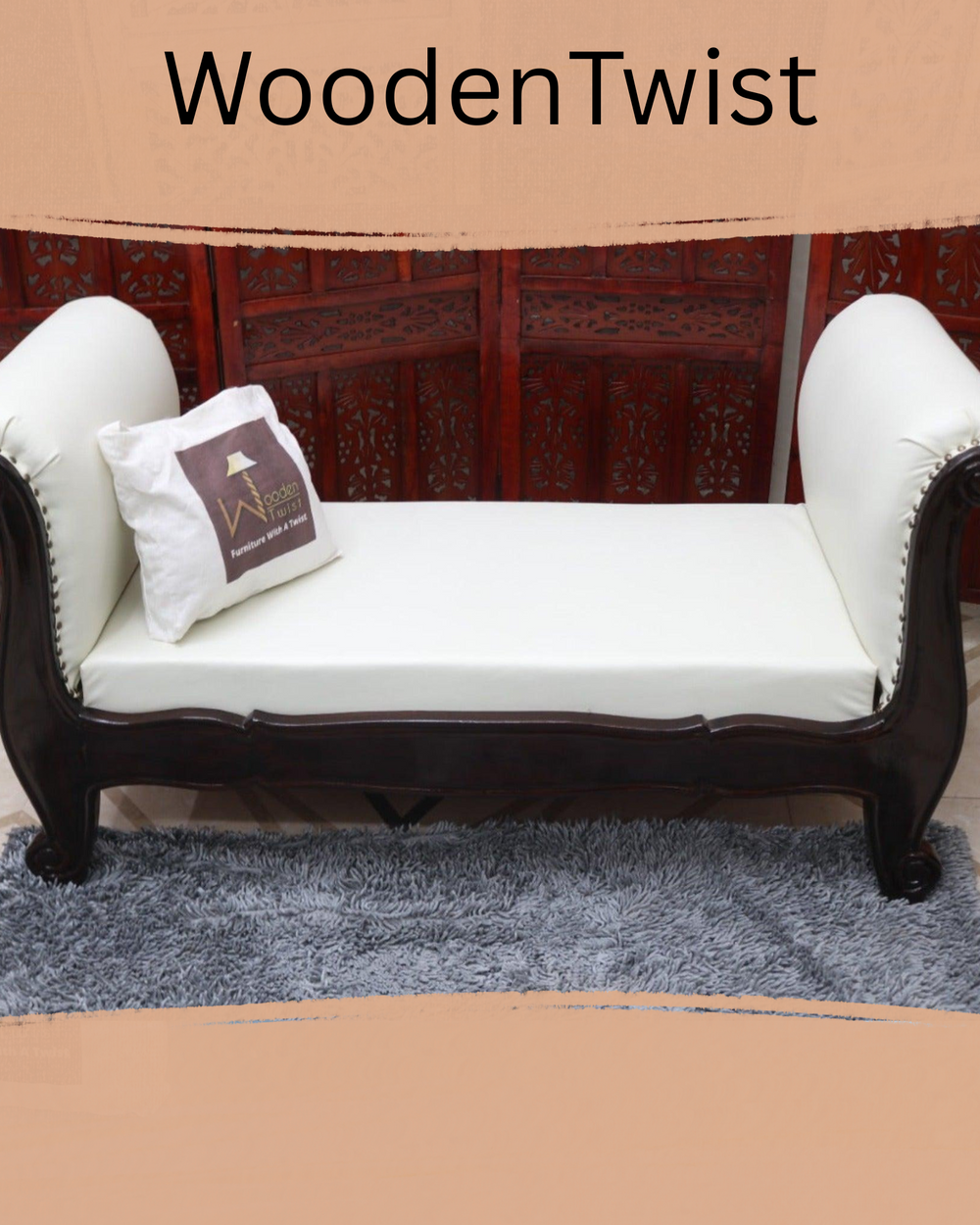 Fovero Sheesham Wood Bench Couch (Walnut Finish)